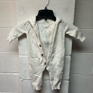 Little Me White Knit Baby Footie